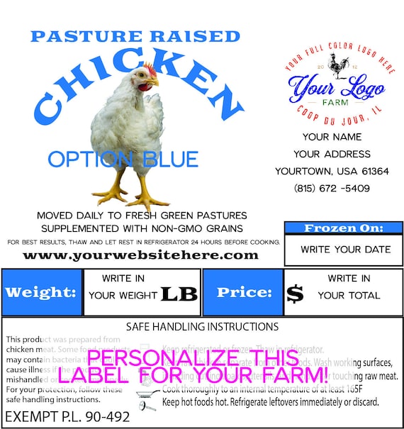 Chicken Poultry Custom Processing Label PL 90492 EXEMPT Etsy