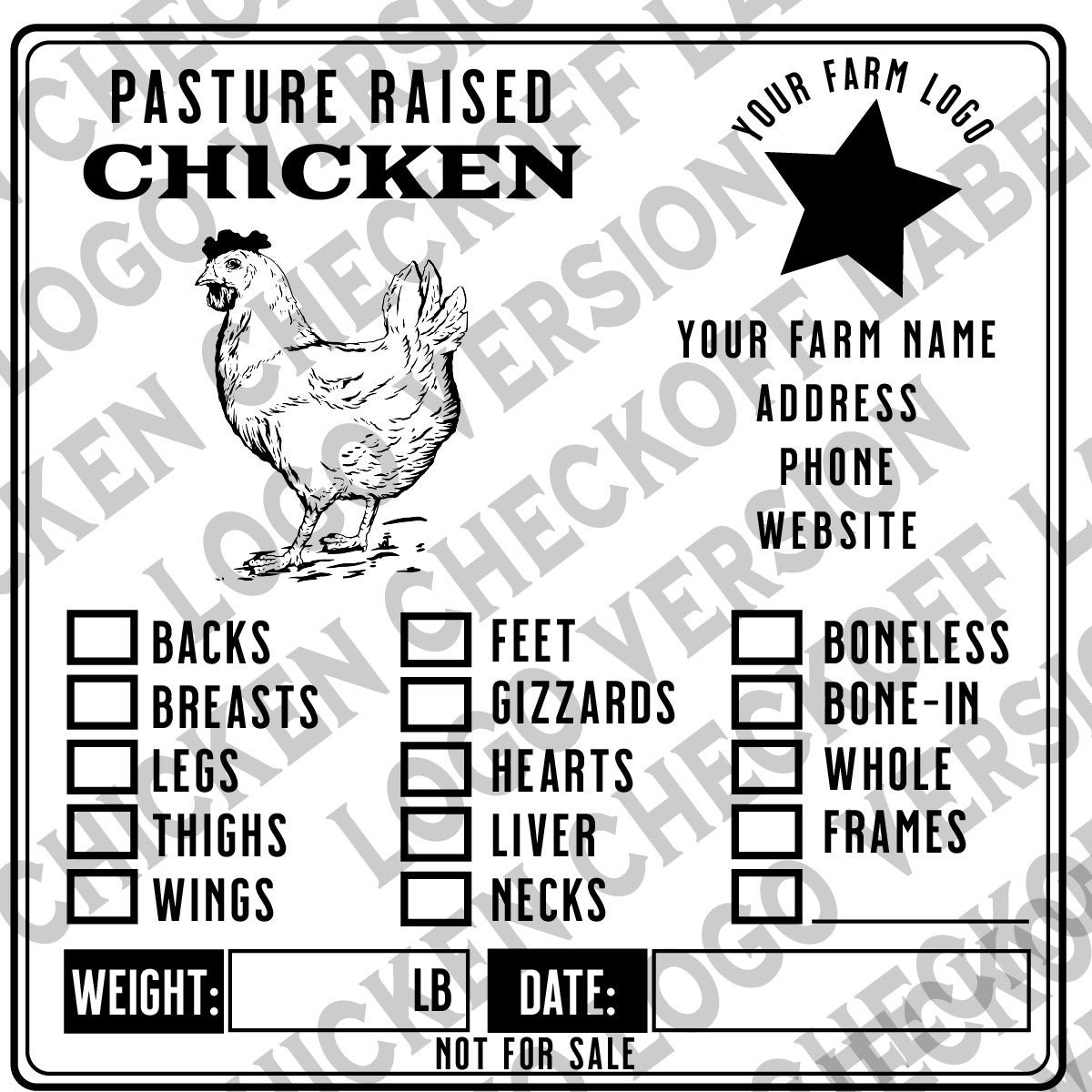 CHICKEN Custom Check-off Freezer - Butcher Label - 100 Labels - Etsy