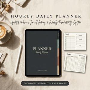 Undated Hourly Daily Planner, Time-Block Schedule, iPad GoodNotes Organizer (Digital Download)