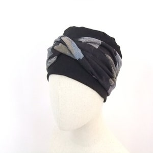 Black chemo hat with headband