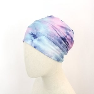 Boho chemo hat for a woman, cotton candy tie dye