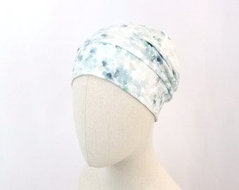 Chemo cap for a woman,  green watercolor dots