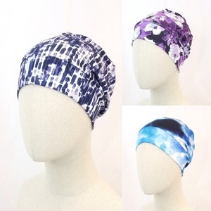 Summer chemo hat for a woman, blue or navy