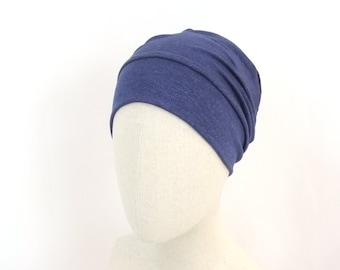 Navy blue and black heather chemo hat