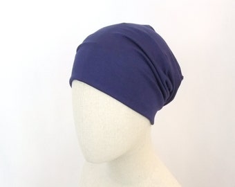 Bamboo slouchy chemo hat, dark blue