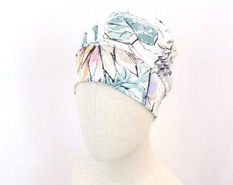 Summer chemo hat for a woman, watercolor floral