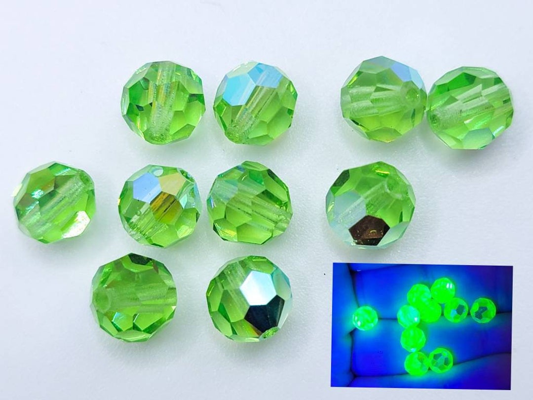 Vintage Austrian Crystal Uranium Glass Beads 6mm Aurora Etsy