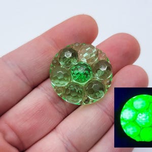 Vintage Green Uranium Glass Component 26mm New Old Stock