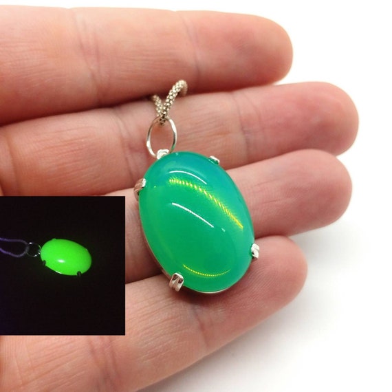 Sterling Uranium Glass mermaid Stone 