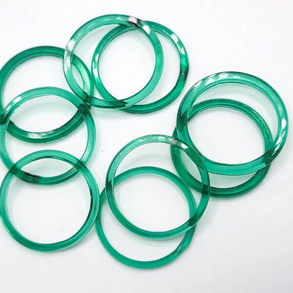 Lot Antique Green Glass Hoops Czech Handmade Lampwork 9pcs B3