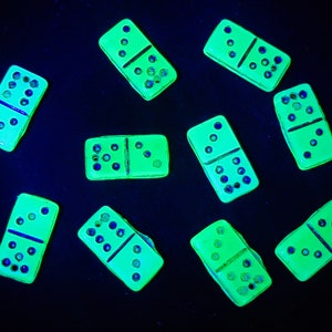 Domino Uranium Glass Beads 10pcs Blue Opal 14x7mm Czech C2