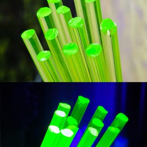 1 varilla de vidrio de uranio, dos colores: amarillo y verde, para soplado de vidrio suave.