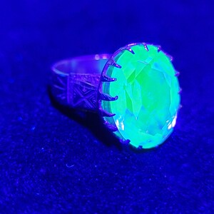 10k Blue Uranium Glass Ring Victorian Antique Oval Cut Etched - Etsy