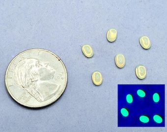 6x4mm Uranium Glass Cabochon Oval Yellow Opal Gold Foiled Czech Glass Flat Back 6pcs