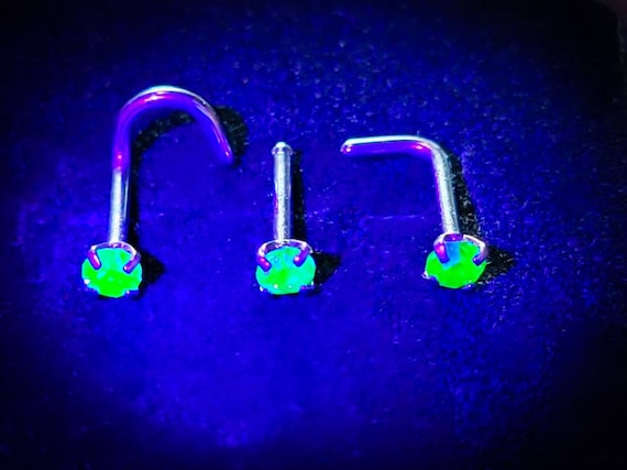 Uranium Glass Nose Ring 316L Surgical Steel Etsy