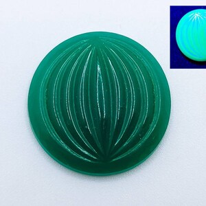 Vintage Jade Uranium Glass Cabochon 22mm Art Deco Pressed Glass Czech 1930s