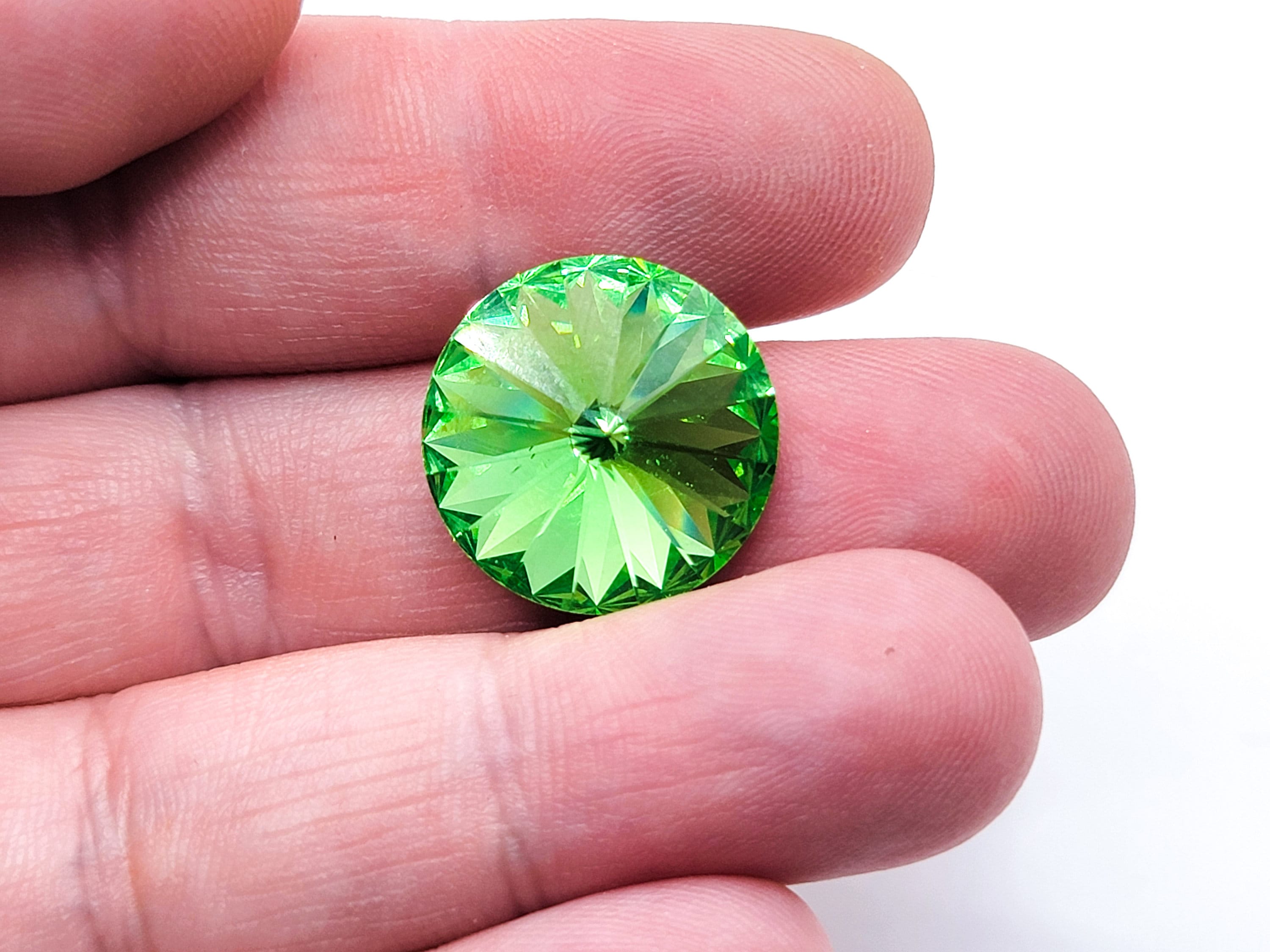 Large Vintage Uranium Glass Gem 18mm Green Rivoli - Etsy