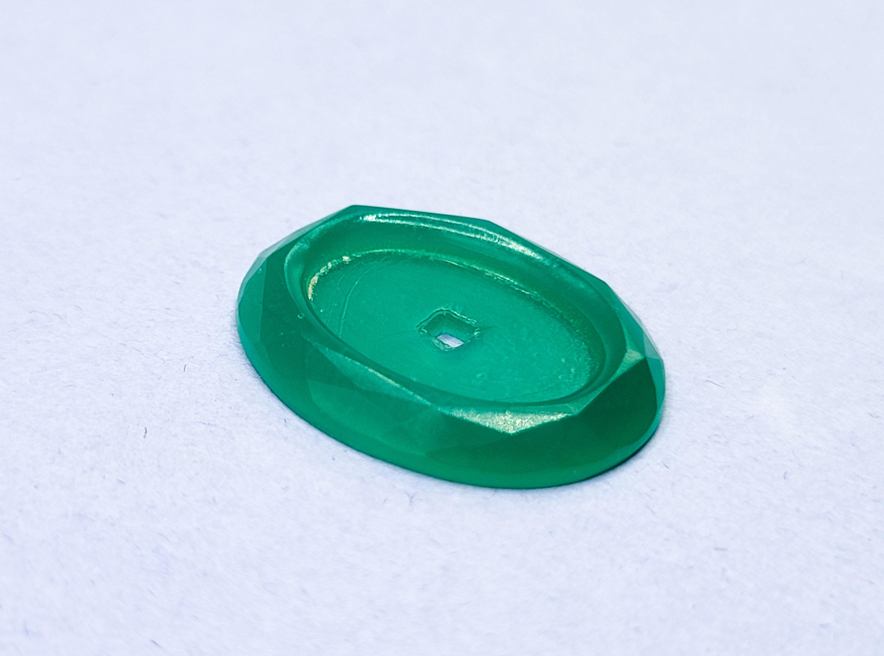 Vintage 1930s Uranium Glass Cabochon Recessed Frame 25x18mm Jade