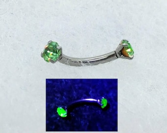 Uranowe szkło brwi piercing tragus, daith, rook, pionowy labret zakrzywiony sztanga 16g stal chirurgiczna