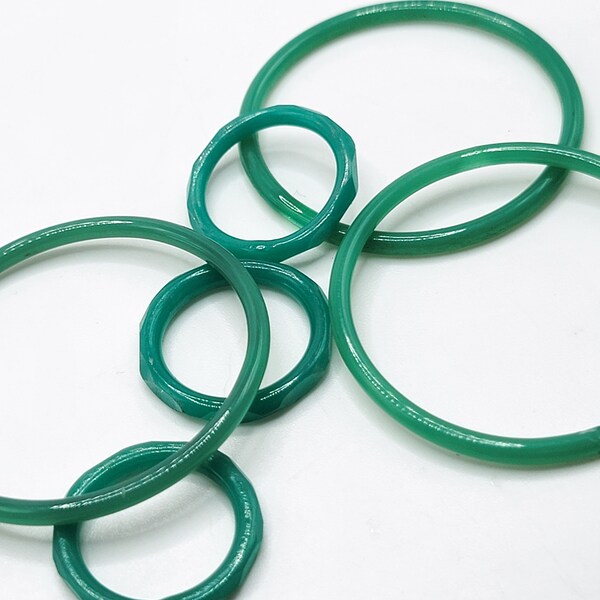 Mixed Lot Green Glass Hoops Czech Antique Handmade Lampwork 6pcs D6