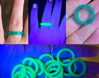 Antique Uranium Glass Ring 1920s Czech Handmade Lampwork Green