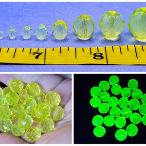 25pcs Vaseline Uranium Glass Beads Czech Fire Polished 2mm to 14mm