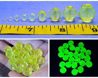 25pcs Vaseline Uranium Glass Beads Czech Fire Polished 2mm to 14mm A1-A8