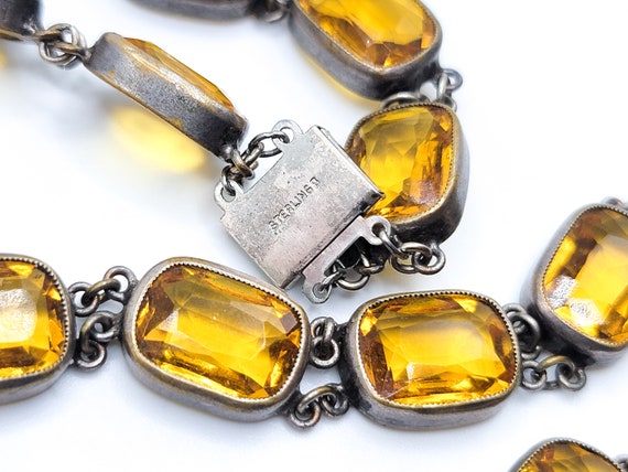 Antique Sterling Uranium Glass Necklace 1910s Riv… - image 6