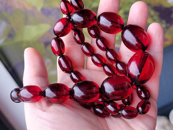 VTG Faturan Cherry Amber Bakelite Beaded Necklace | How to make beads,  Beaded necklace, Beaded