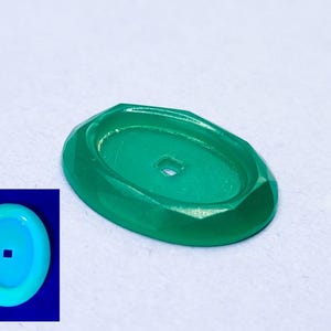 Vintage 1930s Uranium Glass Cabochon Recessed Frame 25x18mm Jade Green