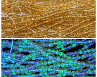 3mm Topaz Uranium Glass Beads Czech Fire Polished 100pcs