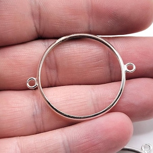 925 Silver 28mm Lunette Connecteur 2 Loop Link 1pc