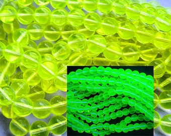25pcs Vaseline Uranium Glass Beads Smooth Round Czech 6mm 8mm 10mm 12mm