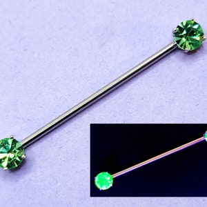 Uranium Glass Industrial Piercing 14g 1.5" 38mm Stainless Steel