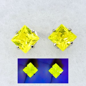 Sterling Fluoreszierende YAG Gelb Ytquart Aluminium Granat Ohrringe 925er Silber 2.4ct