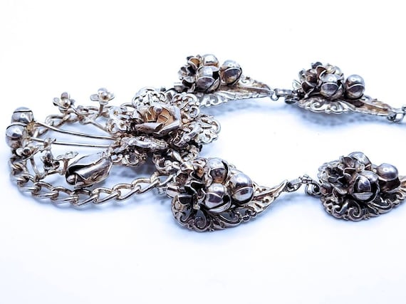 Incredible 1930s Hobe Sterling Silver Necklace Fl… - image 4