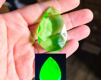 Uranium Glass Chandelier Crystal Green Prism Drop
