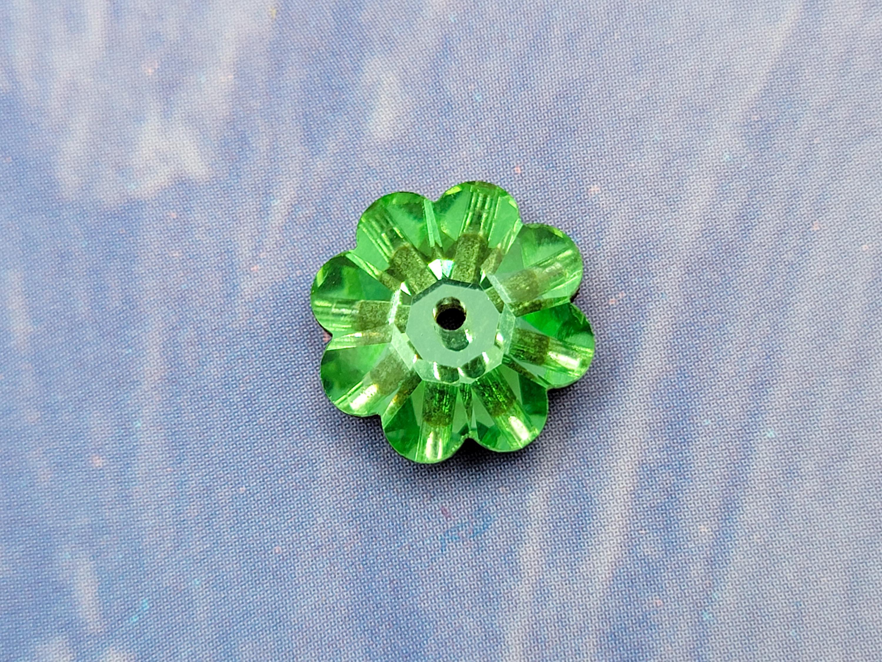 Large 11mm Vintage Uranium Glass Gem – Round Cut Green Faceted – New Old Stock