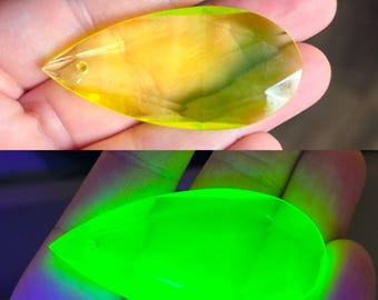 Vaseline Glass Chandelier Crystal Uranium Glass Prism Drop