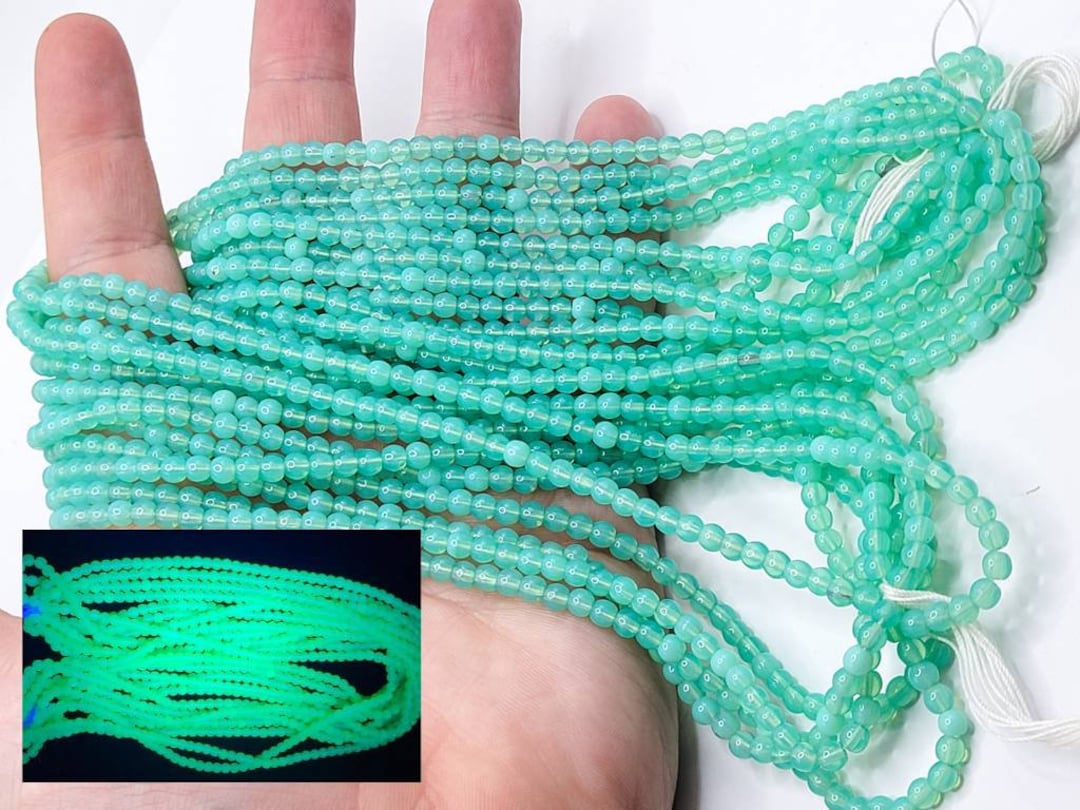 100pcs Uranium Glass Beads Blue Green Opal 4mm Etsy