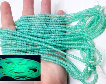 100pcs Uranium Glass Beads Czech Blue Green Opal 4mm