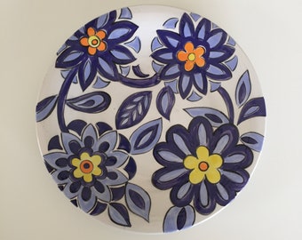 Blue Spring Salad/Dessert Pottery Plate, Modern Ceramic Plate, Handmade Dinnerware, Handmade pottery plate, MumGaya Ceramics