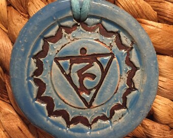 Mandala of Self-Expression and Communication // Chakra Necklace // Handmade // Reiki Charged // Vishudda // Throat Chakra // Shiny Finish