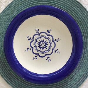 Floral Blue Dinner Pottery Plate, Modern Ceramic Plate, Handmade Dinnerware, Handmade pottery plate, MumGaya Ceramics