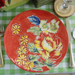 Rio Red Dinner Pottery Plate, Modern Ceramic Plate, Handmade Dinnerware, Handmade pottery plate, MumGaya Ceramics