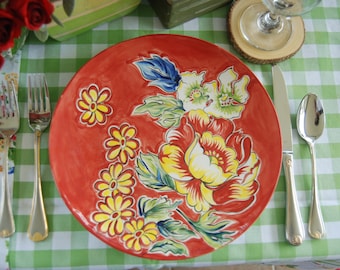 Rio Red Dinner Pottery Plate, Modern Ceramic Plate, Handmade Dinnerware, Handmade pottery plate, MumGaya Ceramics