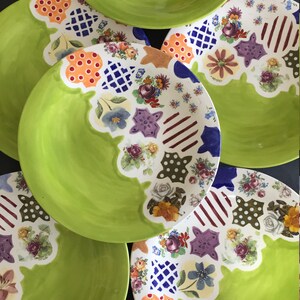 Patchwork Dinner Set, Modern Ceramic Plate, Handmade Dinnerware, Handmade pottery plate, MumGaya Ceramics
