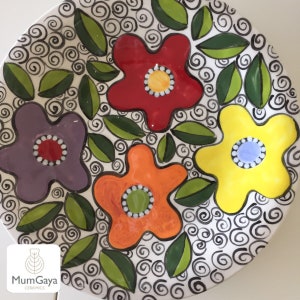 Spring Salad/Dessert Pottery Plate, Modern Ceramic Plate, Handmade Dinnerware, Handmade pottery plate, MumGaya Ceramics