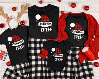 Festive Christmas Crew, Family Matching Plaid Santa Hat, Christmas Group Pajamas Design 1, Svg, Png, Jpg, Pdf Digital Download