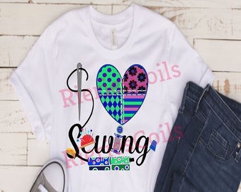 I LOVE Sewing Quilt, Quilter, Seamstress Design 2 that can be downloaded as Jpg, Png, SVG